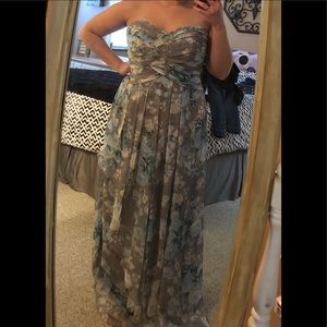 Long strapless floral dress